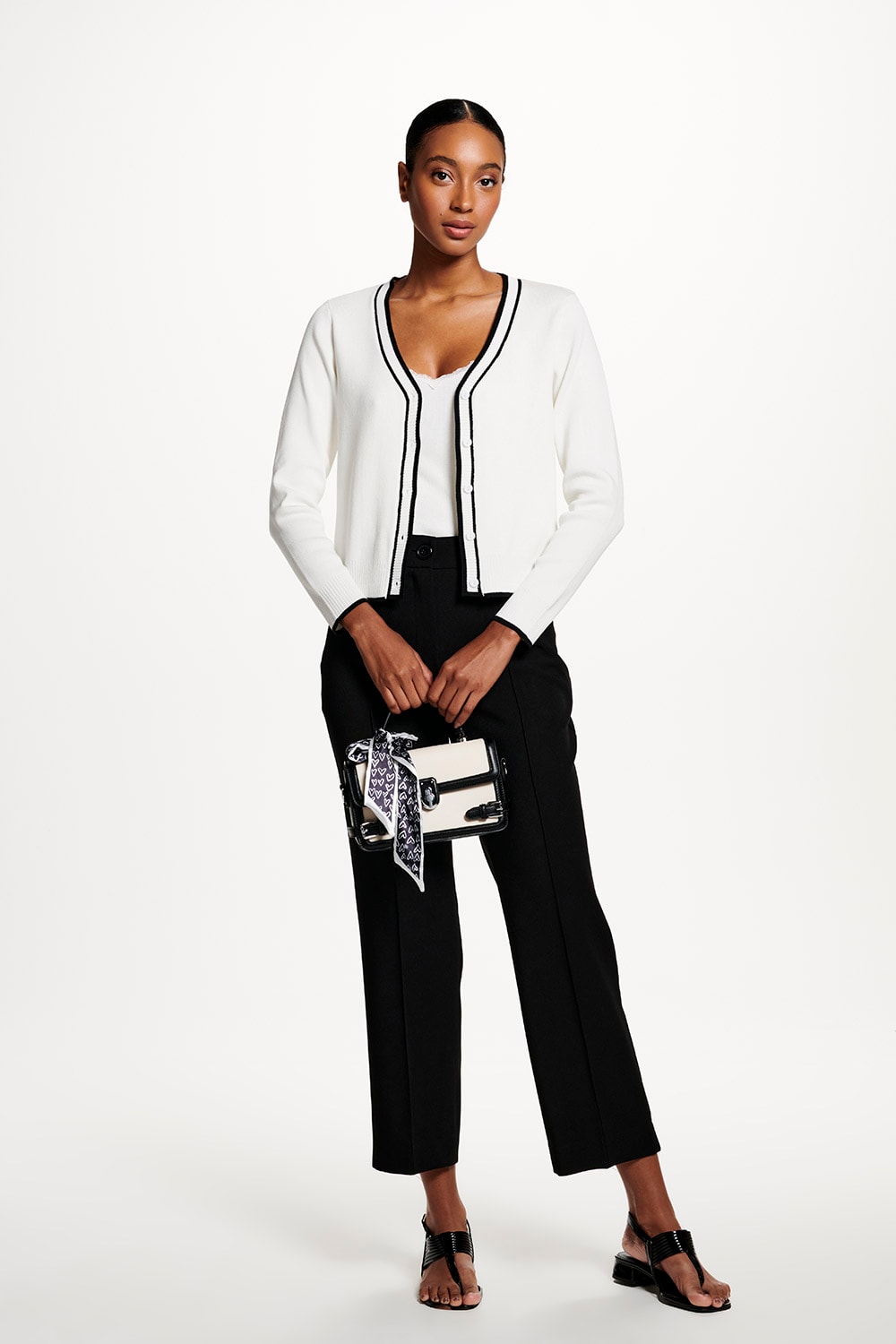 CARDIGAN MODAL BICOLOR - OFF WHITE