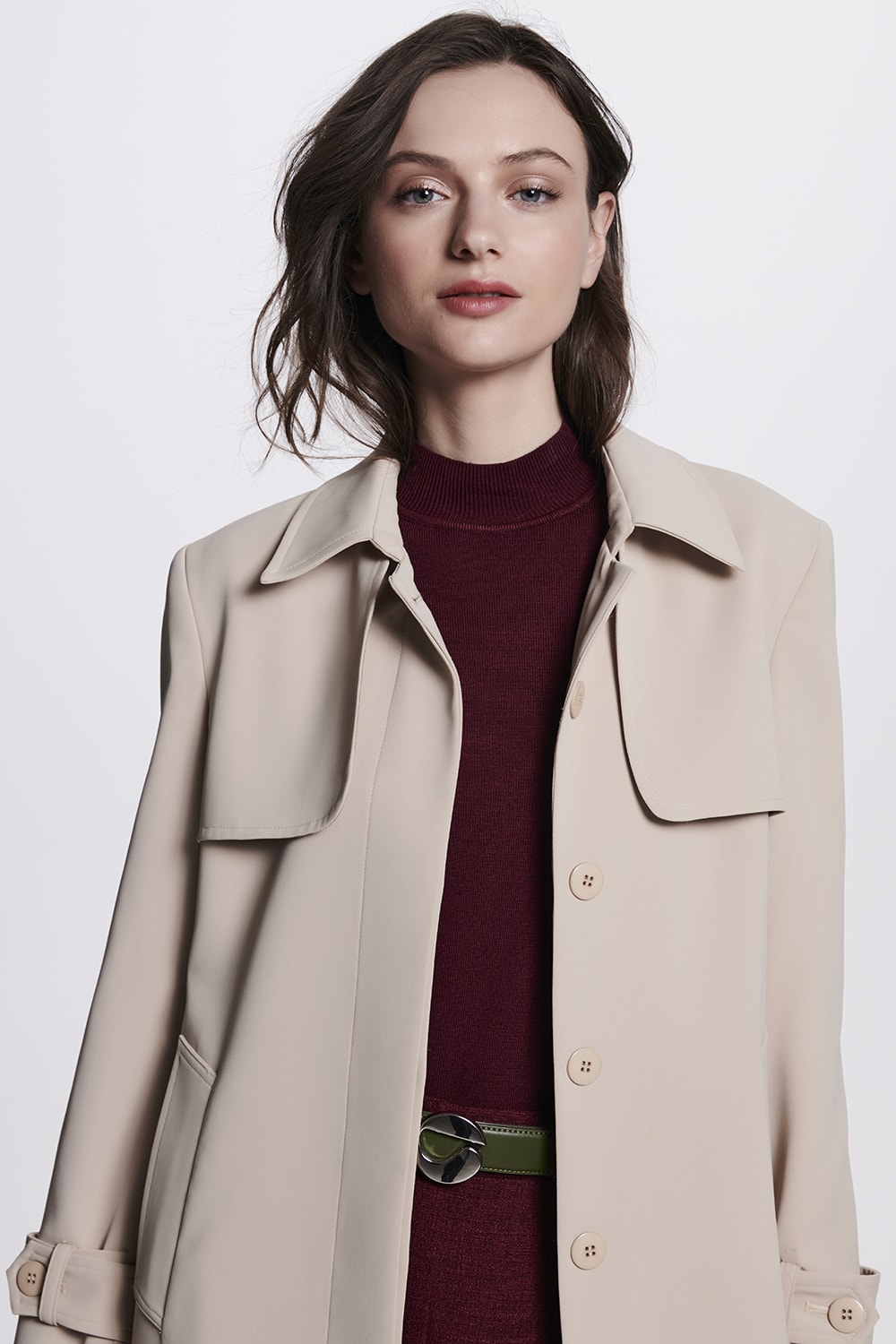 CASACO 7/8 PLISSADO - BEGE