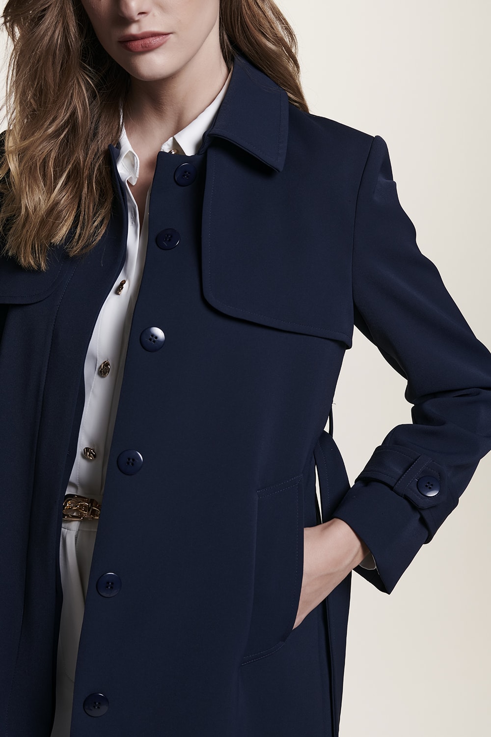 CASACO 7/8 PLISSADO - MARINHO