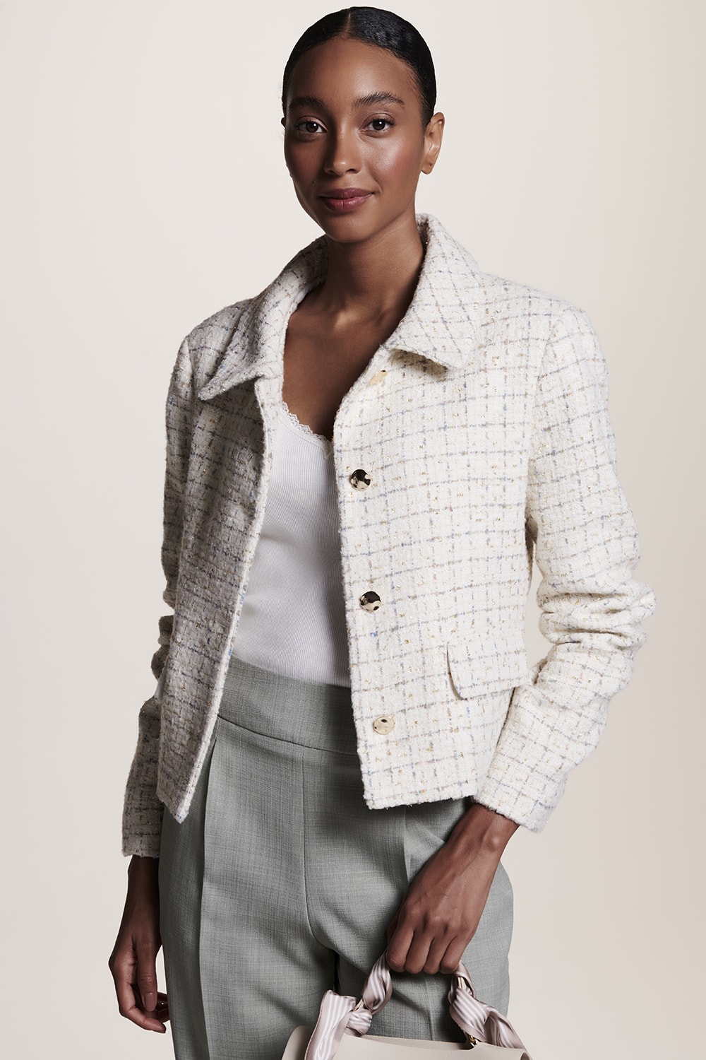 CASAQUETO DE TWEED - OFF WHITE