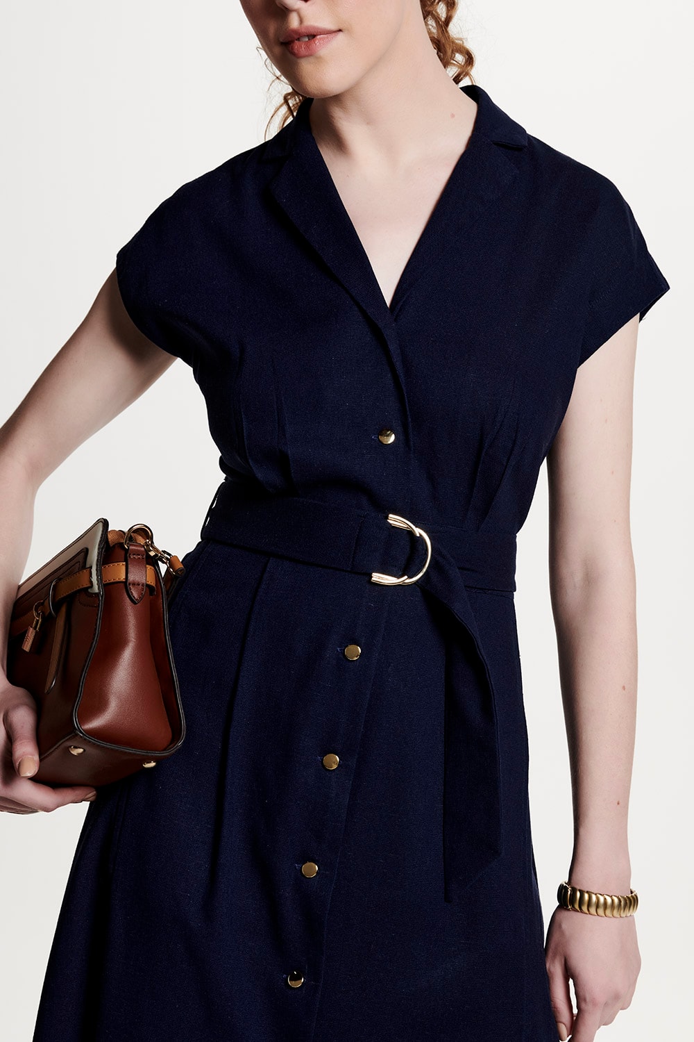 VESTIDO CHEMISE COM FAIXA - AZUL